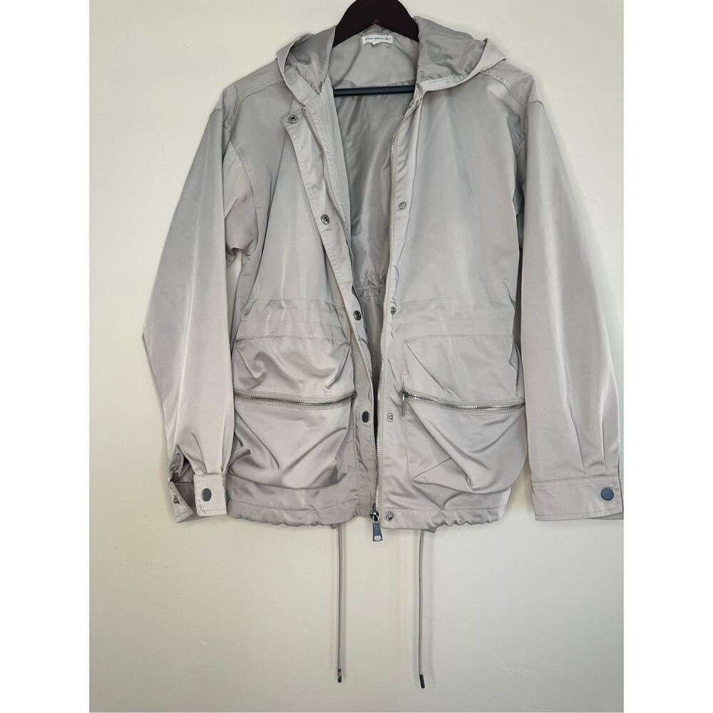 🌸 Good American Beige Cinch Waist Jacket With Hood Size 1 or Small